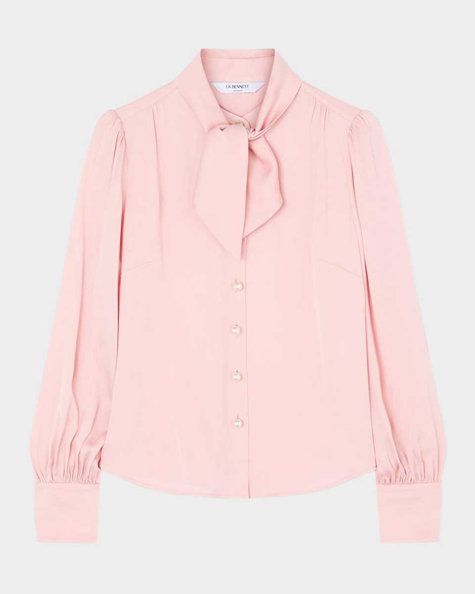 Hall Tie-Neck Crepe Blouse